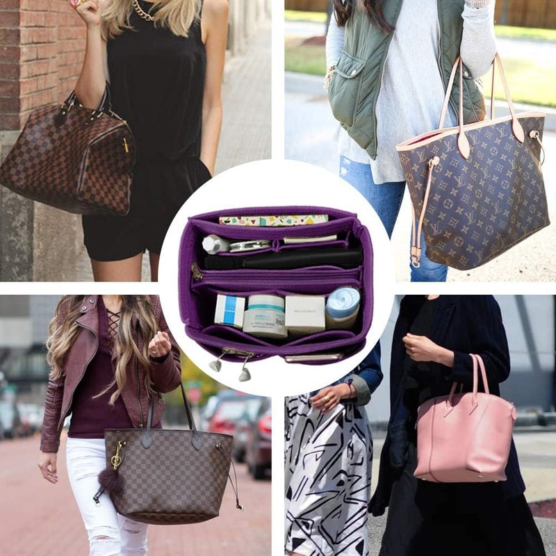 OMYSTYLE Purple Organizer Insert, Felt Tote Bag Organizer Insert with 5 Sizes, Handbag Dividers for Inside Purse, Compatible with Longchamp, Neverful, Speedy and More - Image 5